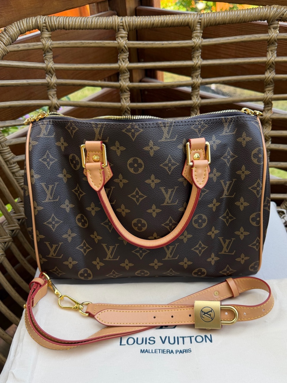 Inpspir@d Lv Monogram Satchel with Tan  and Gold Hardware